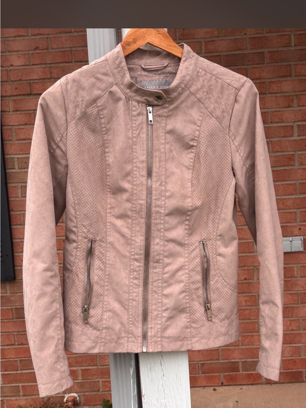 Valerie Stevens Dusty Rose Zip-Front Faux Suede Jacket